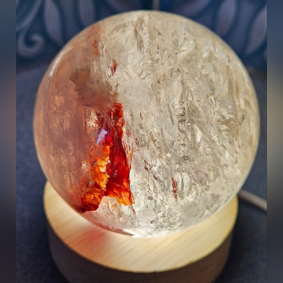 Fire Quartz Sphere w/Goddess Holder - Picture 4 of 6